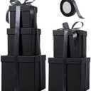 Cholemy 4 Pcs Square Nesting Boxes Decorative Gift Boxes with Lid and Ribbon Assorted Sizes Wrap for St. Patrick's Day, Carnival, Anniversary, Birthday, Bridal Shower Party Gifts(Black)