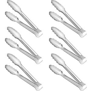 6 Pack Serving Tongs Kitchen Tongs, Buffet Tongs, Stainless Steel Food Tong Serving Tong, small tongs (9Inch)
