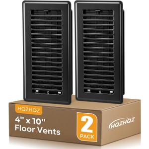 4X10 Floor Register, Vent Covers for Home Floor, Heavy Duty Steel Walkable Floor Vents, Floor Vent Covers for Sidewall and Floor, Air Vent Covers, 2 Pack Black