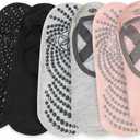 Gaiam Grippy Studio Yoga Socks for Extra Grip in Standard or Hot Yoga (One Size, Black/Grey/Pink)