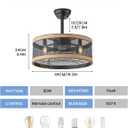 20in Fandelier Caged Ceiling Fan with Light,6 Speeds Low Profile Ceiling Fan with Light and Remote,for Bedroom,Kitchen,Ourdoor,Patio(Black)