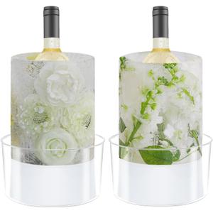 2 Pack Ice Mold Wine Bottle Chiller,DIY Acrylic Ice Bucket for Cocktail Bar Party Wedding Festival Halloween Chirstmas Holiday Champagne Wine Whisky Beer Drink for Any Theme or Season