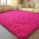 5x7 Rugs for Living Room, Large Fluffy Area Rugs for Bedroom, Soft Carpet Shag Kids Rug with 4 Non-Slip Rug Pads (Hot Pink, 5ft x 7ft)