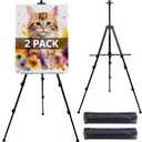 2 Pack Adjustable Art Easel Stand for Painting & Display, 17-66in Aluminum Metal Tripod with Carry Bag, Portable Travel Easel for Adults Artists
