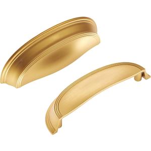 Hickory Hardware 1 Pack Solid Core Kitchen Cabinet Pulls, Luxury Cabinet Handles, Hardware for Doors & Dresser Drawers, 3 Inch & 3-3/4 Inch (96mm) Hole Center, Brushed Golden Brass