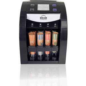 Beam Coin Sorter, 2 Row with Quick-Access Lid, Patented Anti-Jam Technology, Coin Wrapper Starter Pack Included, Digital Display with Value Counting Coin Counter (CSD-2000)