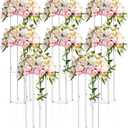 Geetery 8 Pieces Tall Acrylic Vase Wedding Centerpieces Clear Flower Stand Column Geometric Floral Vase Elegant Display Holder for Birthday Party Wedding Table Decorations (20 Inch)