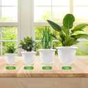 Plastic Flower Pots Planters For Indoor Plants, 4 Pack 10 Inch White Plant Pots With Drainage Hole & Tray, Modern Decorative Large Plant Pot With Saucer For Indoor Outdoor Plants Garden House Planter