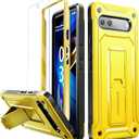 URBANITE for Google Pixel 6A Case, Military Grade Rugged Shockproof Protective Cover with Screen Protector and Kickstand (Yellow)