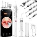 Upgraded Tonsil Stone Remover with Camera, Visual Tonsil Stone Removal Kit with 6 LED Light, Tonsil Stone Removal Tool Camera with 1080P, 5 Head Attachments, for iOS & Android (White)