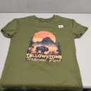 Womens Vintage Retro Yellowstone National Park Hiking V-Neck T-Shirt (Green, S)