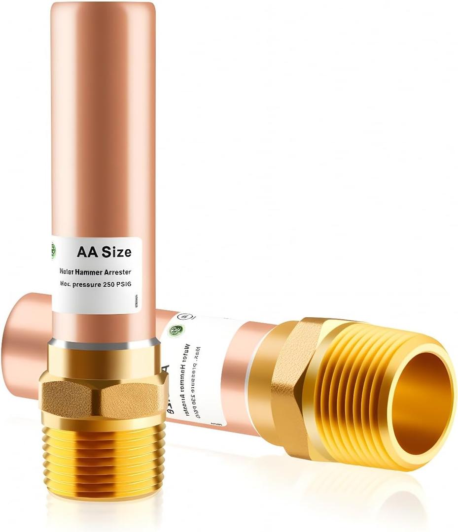 2pcs Copper Water Hammer Arrestor, 3/4 Inch MHT Straight Hammer Arrestor,Male Hose Thread Connection