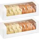 Ocmoiy Roll Cake Boxes 12x4x3.5 Inches, 24 Pack Auto-Popup Rectangle White Bakery Pastry Boxes with Window for Packaging Pumpkin Rolls, Cinnamon Rolls, Banana Bread, Loaf