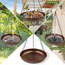 Hanging Bird Bath for Outside, 10" Metal Bird Bath Bowl with Chains & Hook Outdoor Hanging Birdbath for Tree, Gazebo, Patio, Balcony, Gift for Bird Lovers