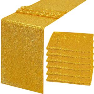 6 Pack Gold Sequin Table Runner 12" x 72" Sparkle Table Runner for Baby Bridal Shower Wedding Birthday Party Table Decor (Gold)