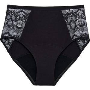 Thinx Ultra-Soft Hi-Waist Period Panties for Women, Leakproof, Reusable, Lace Trim, Holds Up to 12 Tampons (Black, M)