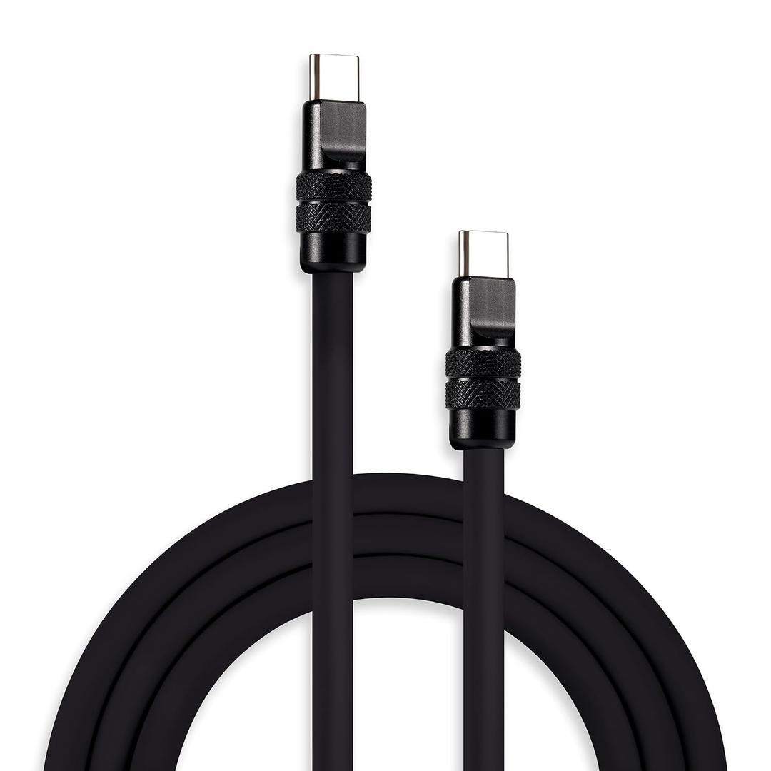 chubbycable Black Chubby - Black Samurai Edition 240W USB C Cable Fast Charging Cable Durable Silicone Charger Cord Compatible with iPhone 17-15 Series iPad MacBook Airpods, Type C to Type C, 6.6FT