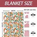 Peach Blanket 50×60 Inch,Elegant Watercolor Fruit Lightweight Flannel Throw with Green Leaves on White Background,Summer Farmhouse Home Picnic Decor,Gifts for Girls,Women