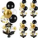 4 PCS Graduation Centerpieces for Tables Balloons Stand Holder Kit College Graduation Decorations 2026 Metallic Glitter Foil Balloon for Graduation Party Decorations Prom Decor(4, Black Gold)