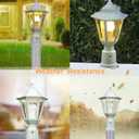 FUDESY Dusk to Dawn Outdoor Post Light, White Modern Exterior Post Lantern with Pier Mount Base, Plastic Waterproof Lamp Light Fixture for Garden Yard Patio Pathway, LED Bulb Included