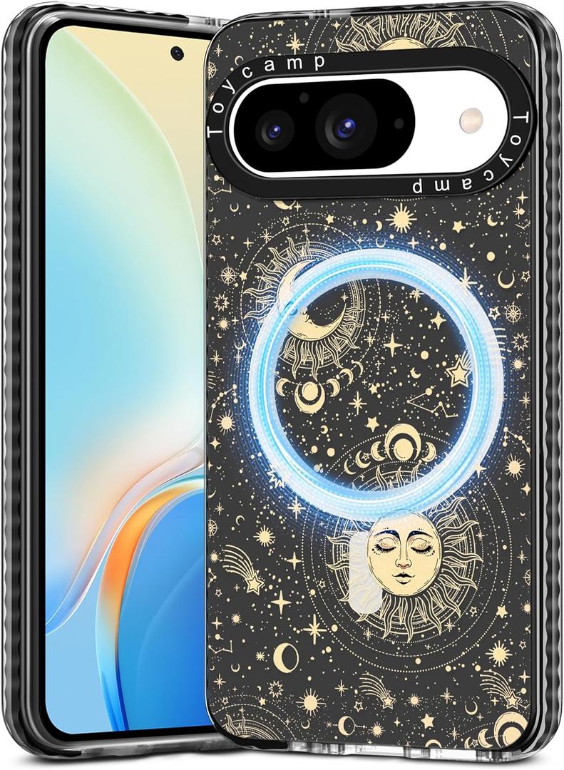 Toycamp for Pixel 9 Pro/Pixel 9 Case - Compatible with MagSafe Women Girls Cute Phone Cover Magnetic with Shockproof Protective Girly Pretty Designer for Google 9 Pro/Pixel 9 Cases, Sun Moon