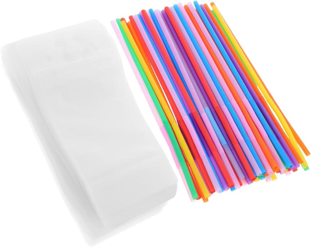 Alipis 1set Plastic Liquid Pouches with Handle Frosted Transparent Juice Bags Convenient Single-use Drinking Packaging for Hiking Camping and Events