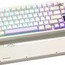 YUNZII AL80 Wireless Mechanical Keyboard,Full Aluminum CNC, Smart LCD Display,Hot Swappable Gasket Mount 75% Layout with Knob,BT/2.4G/USB-C,QMK/VIA Support for Win/Mac (Beige, Cocoa Cream V2 Switch)