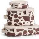 Itzy Ritzy Packing Cubes for Travel Packing Organizers – Each Travel Cube Features a Mesh Top, Double Zippers and a Fabric Handle (Cow Print)