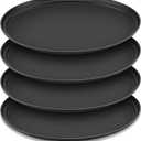 4 Pcs 24 Inch x 29 Inch Restaurant Serving Trays Black PP Plastic Non Slip Tray Rubber Lined Large Oval Tray for Kitchen Dining Room Cafeterias Fast Food Service