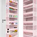 HOMELUX THEORY 1 PC Heavy Duty Over the Door Organizer 55x14x6.7, 6 Large Front & 12 Side Pockets, Hanging Storage Closet Door Organizer for Bedroom, Bathroom and Baby Nursery Storage (Baby Pink)