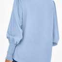 PRETTYGARDEN Womens Spring Long Sleeve Tops Dressy Casual Button Down Smocked Cuffed Office Business Work Blouses Shirts (Blue, M)