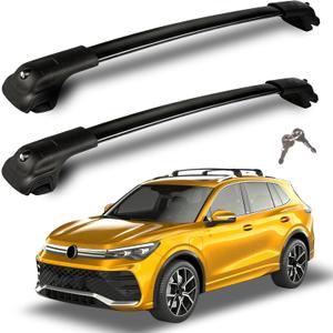 300LBS Roof Rack Cross Bars Compatible with Volkswagen VW Tiguan 2018-2026/Taos 2022-2026 Heavy-Duty Aluminum Lockable Crossbars Roof Rails Cargo Carrier Luggage Canoe Kayak Bike