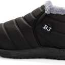 Womens Snow Boots Winter Warm Booties Fur Lined Anti-Slip Ankle Boots Outdoor Slip On Waterproof Booties Comfortable Warm Shoes (9 Women/7.5 Men, Black)