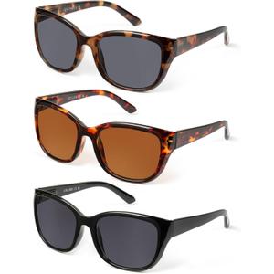 JOLISU 3 Pack Reading Sunglasses for Women/Men, Built-in Sun Reader W/outdoor UV400 Protection