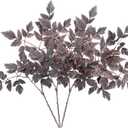 Cimicifuga Stems 3PCS 24 Inch Realistic Fall Floral Stems 36 Leaves and 2 Fruits Faux Branches for Halloween Vase Wedding Table Mantel Decor Cimicifuga, Fall Floral, L