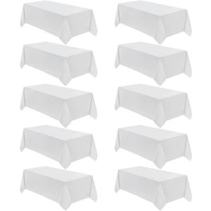 VidaFete Table Cloth 10 Pack 90 * 156inch Rectangle Tablecloth Polyester, Stain Wrinkle Resistant Polyester Dining Table Cover for Kitchen Dinning Party Wedding Rectangular Tabletop Decoration(White)