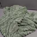 Linecooo Sage Green Fleece Throw Blanket 50”×60” for Couch Sofa Bed, Super Soft Cozy Plush Microfiber Flannel Blanket with Stripes Design Lightweight for Adults, Woman, Girls