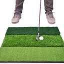 GoSports Tri-Turf XL Golf Practice Hitting Mat - Huge 24 Inch x 24 Inch for Optimal Practice + Golf Balls