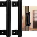 Sliding Door Pull - 8" Metal Replacement Handle (2Pack) - Black Aluminum Alloy Hardware for Old/Damaged Door Pull