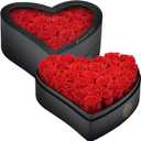 HERBMOTG 27 Forever Real Roses in Heart-Shaped Box with a Curved Design, Grade A Quality-Preserved Roses for Birthday, Mothers Day & Valentines Day (Red)
