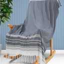 Blue Throw Blanket Bedroom Decoration Living Room Accessories Sofa Couch Cover Chair Apartment Essential Home Finds Navy House Goods Nautical Shark Lake House Kids Teen Boy Baby Nursery Decoration, Size: Giant Large 82''x88''