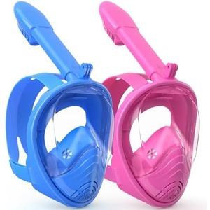 Wofufuza Snorkeling Gear for Kids, Full Face Snorkel Mask with Breathability, No Leakage - Ages 6-14, Adjustable Strap, Camera Mount, Mesh Bag