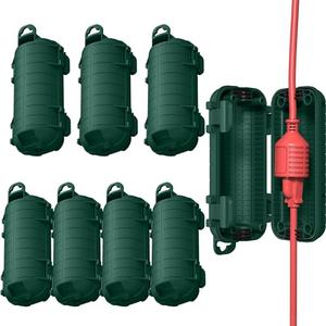 Extension Cord Cover Outdoor, 7 Pack IP54 Water-Resistant Power Cord Protector Electrical Connection Box Outside Weatherproof Cable Safety Cover for Electronics Plug Outlet Tool Holiday Light, Green