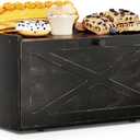 Trironsun Bamboo Bread Box for Kitchen Counter Farmhouse Bread Storage Container Large Capacity Bread Storage Bin Bread Holder (Antique Back)