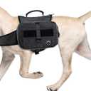 Himal Outdoors Dog Backpack & Saddle Bag, Tactical Hiking Backpack for Large Dogs with Side Pockets & Adjustable Strap (Black)
