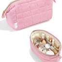 Ms. pen- Aesthetic Quilted Makeup Bag for Women, Pink, Puffy Padded Cute Makeup Bag Cute, Cosmetic Pouch, Quilted Pouch, Mother's Day