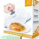lopeztek Glass Microwave Splatter Cover, Glass Microwave Oven Covers for Food, Splatter Guard for Dish Plate, BPA Free & Dishwasher Safe Lid with Silicone Handle