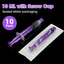10ml Syringe with Screw Cap, 10cc Syringe for Liquid Feeding, Science Lab, Measurement, Individually Sealed Packed, 10 Pack