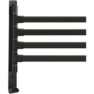 Swivel Bathroom Towel Bar Laundry Drying Rack 4-Arm Wall Mounted Towel Rack Hanger Towel Holder Organizer （Matte Black）