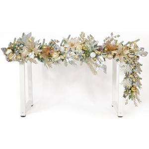 WBHome Pre-lit 6 Feet/72 Inch Christmas Garland, Champagne and Crystal Foliage Garland with 50 LED Lights for Indoor Outdoor Xmas Decor Holiday Decorations, Battery Operated (Batteries NOT Included)
